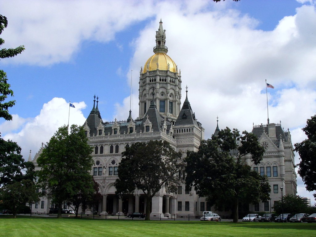 Photograph of the exterior of the Connecticut State Capitol Building in Hartford, Conn.