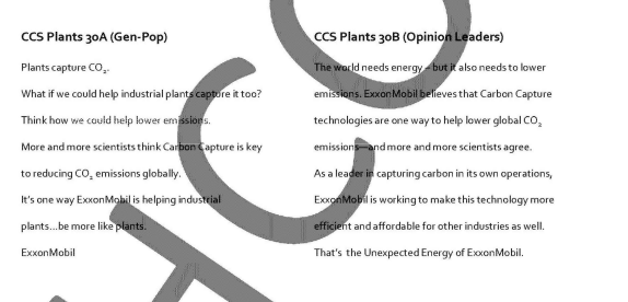 BBDO created this radio ad script for ExxonMobil's ad about carbon capture and storage.