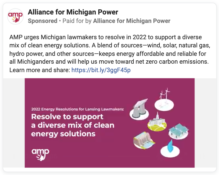 2022 DDC ad for Alliance for Michigan Power