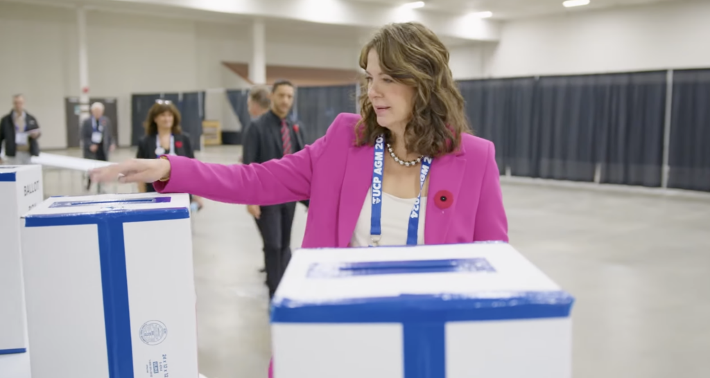 Premier Danielle Smith at the United Conservative Party AGM in Red Deer earlier this month.