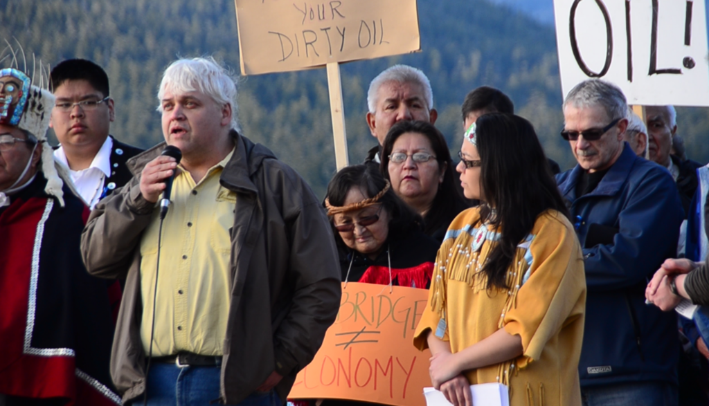 Arnie Nagy speaks at an anti-Enbridge rally in Prince Rupert in September 2011. Photo: Daniel Mesec